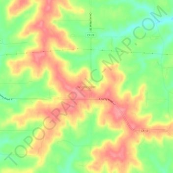 Mappa topografica Wilmington, altitudine, rilievo