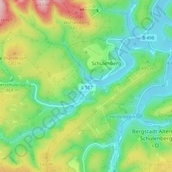 Mappa topografica Mittelschulenberg, altitudine, rilievo