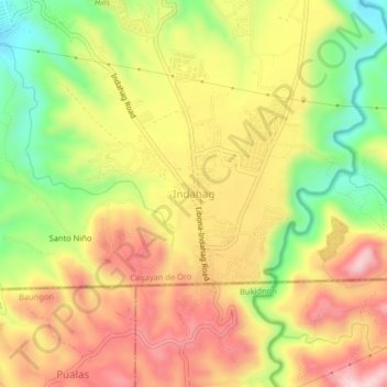 Mappa topografica Indahag, altitudine, rilievo