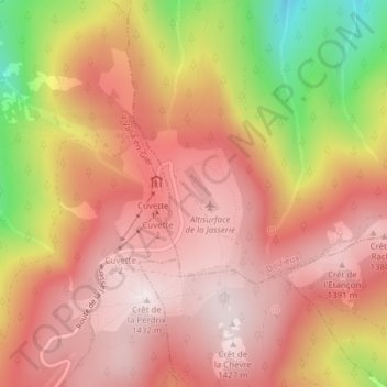 Mappa topografica La Jasserie, altitudine, rilievo