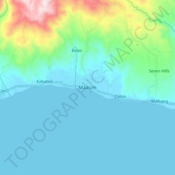 Mappa topografica Maasim, altitudine, rilievo