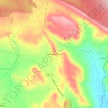 Mappa topografica Padilla del Ducado, altitudine, rilievo