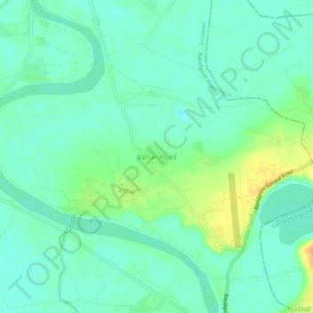 Mappa topografica Bahar Abad, altitudine, rilievo