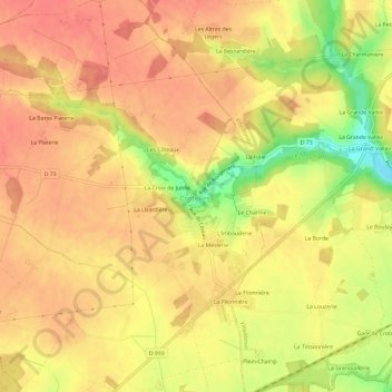 Mappa topografica Le Bourg, altitudine, rilievo