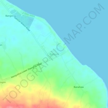 Mappa topografica Bobon, altitudine, rilievo