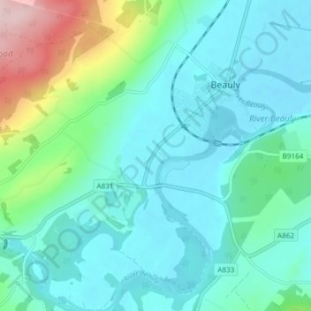 Mappa topografica Teawig, altitudine, rilievo