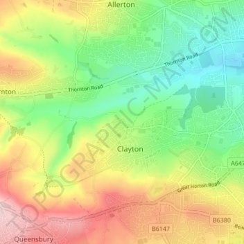 Mappa topografica Town End, altitudine, rilievo