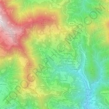 Mappa topografica Gerosa, altitudine, rilievo