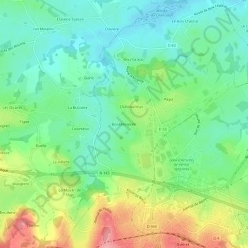 Mappa topografica Bourdessoulle, altitudine, rilievo