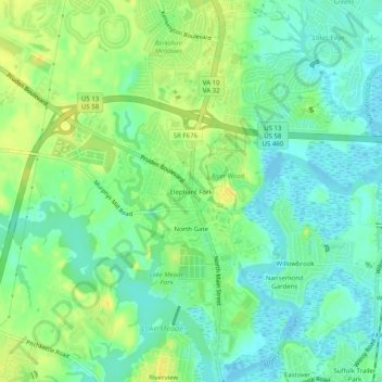 Mappa topografica Elephant Fork, altitudine, rilievo