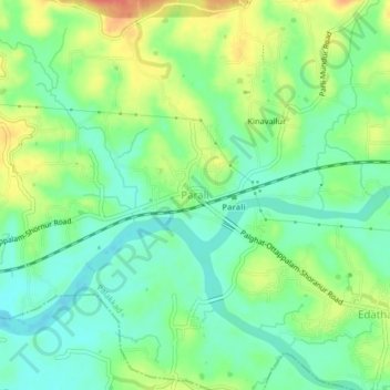 Mappa topografica Parali, altitudine, rilievo