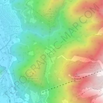 Mappa topografica Passo di Nava, altitudine, rilievo