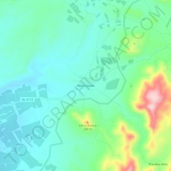 Mappa topografica Albaricoques, altitudine, rilievo