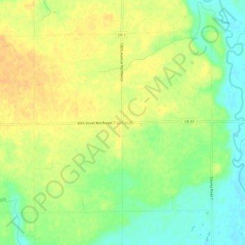 Mappa topografica Fairfield, altitudine, rilievo
