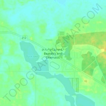 Mappa topografica Beardy's and Okemasis', altitudine, rilievo