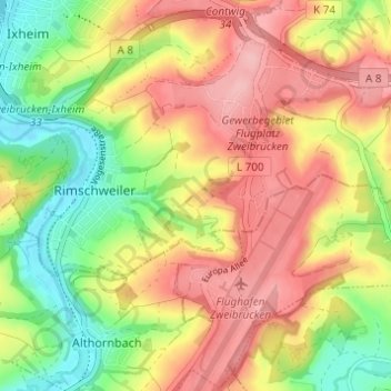 Mappa topografica Alsterhof, altitudine, rilievo