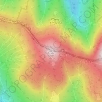 Mappa topografica Kleiner Arber, altitudine, rilievo