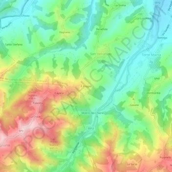 Mappa topografica Il Poggio, altitudine, rilievo
