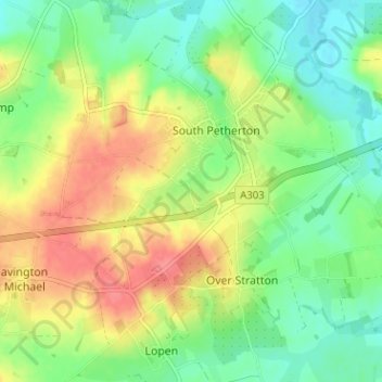 Mappa topografica Moor, altitudine, rilievo