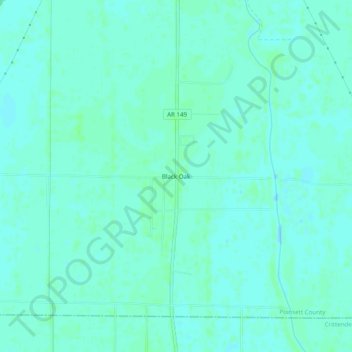 Mappa topografica Black Oak, altitudine, rilievo