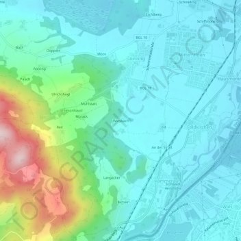 Mappa topografica Wiesbach, altitudine, rilievo