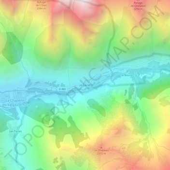 Mappa topografica Le Casset, altitudine, rilievo