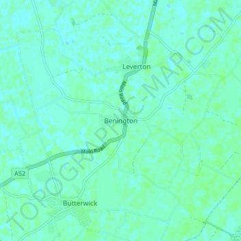 Mappa topografica Benington, altitudine, rilievo