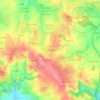 Mappa topografica La Boutinardière, altitudine, rilievo