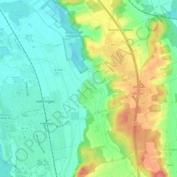 Mappa topografica Thal, altitudine, rilievo