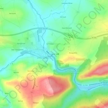 Mappa topografica Stang Ar Goff, altitudine, rilievo