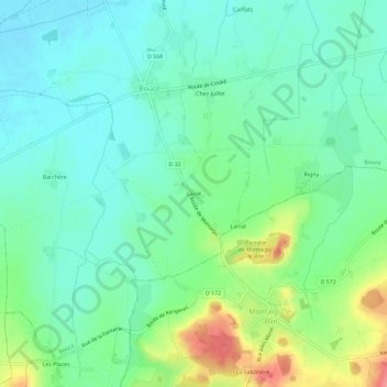 Mappa topografica Lacet, altitudine, rilievo