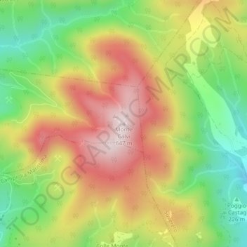 Mappa topografica Monte Calvi, altitudine, rilievo