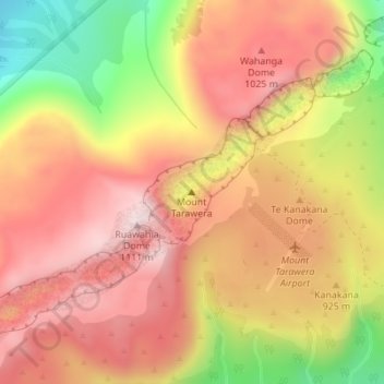 Mappa topografica Mount Tarawera, altitudine, rilievo