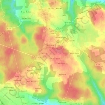 Mappa topografica Toulvelionen, altitudine, rilievo