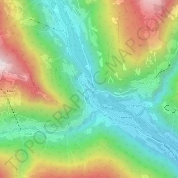 Mappa topografica Huben, altitudine, rilievo
