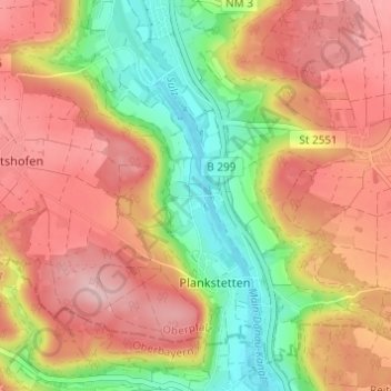 Mappa topografica Eglasmühle, altitudine, rilievo