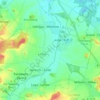 Mappa topografica Krinitz, altitudine, rilievo