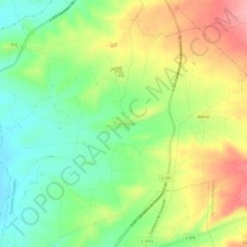 Mappa topografica Torrefeta, altitudine, rilievo