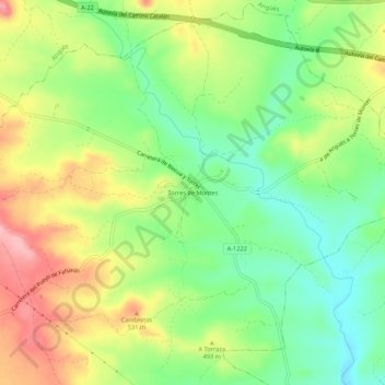 Mappa topografica Torres de Montes, altitudine, rilievo