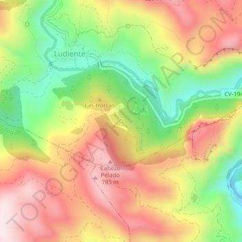 Mappa topografica Fuente la Higuera, altitudine, rilievo