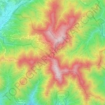 Mappa topografica Castagnola, altitudine, rilievo