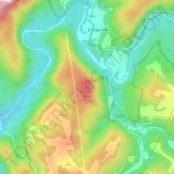 Mappa topografica Bunker Hill, altitudine, rilievo