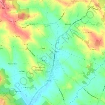 Mappa topografica Soumaille, altitudine, rilievo