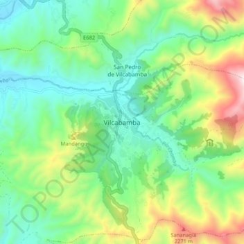 Mappa topografica Vilcabamba, altitudine, rilievo