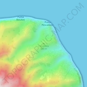 Mappa topografica Centinela, altitudine, rilievo