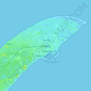 Mappa topografica Skagen, altitudine, rilievo