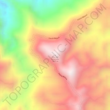Mappa topografica Alto del Paramillo, altitudine, rilievo