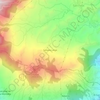 Mappa topografica Sabana Larga, altitudine, rilievo