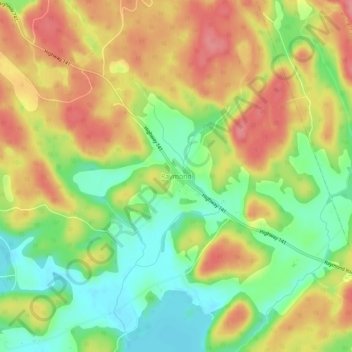 Mappa topografica Raymond, altitudine, rilievo