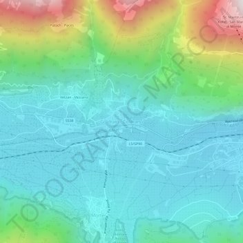 Mappa topografica Coldrano, altitudine, rilievo